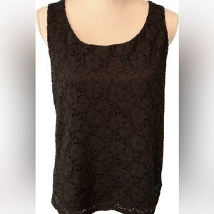 Company by Ellen Tracy stretch black lace lined tank top size Medium